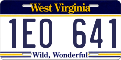 WV license plate 1EO641