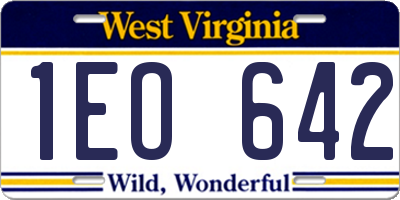 WV license plate 1EO642