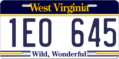 WV license plate 1EO645