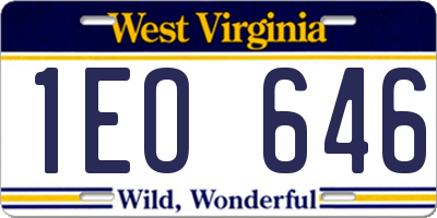WV license plate 1EO646