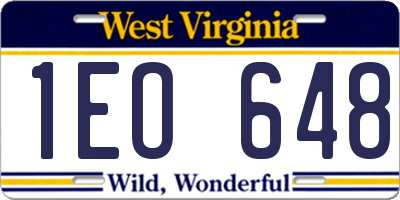 WV license plate 1EO648