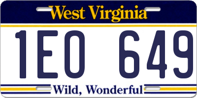 WV license plate 1EO649