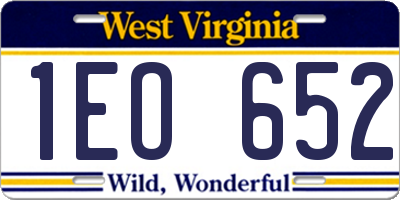 WV license plate 1EO652