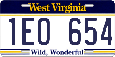 WV license plate 1EO654