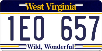 WV license plate 1EO657