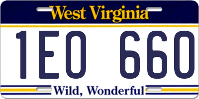 WV license plate 1EO660