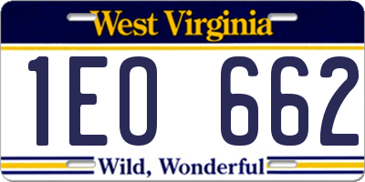 WV license plate 1EO662