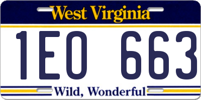 WV license plate 1EO663