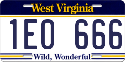 WV license plate 1EO666