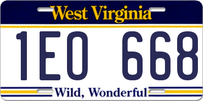WV license plate 1EO668