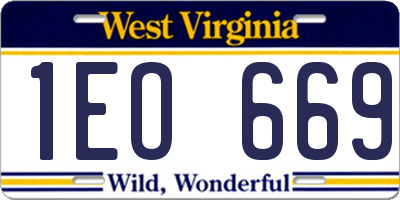WV license plate 1EO669