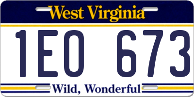 WV license plate 1EO673