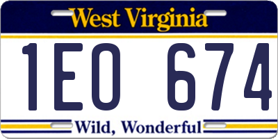 WV license plate 1EO674
