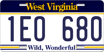 WV license plate 1EO680