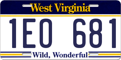 WV license plate 1EO681