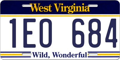 WV license plate 1EO684