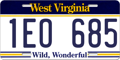 WV license plate 1EO685