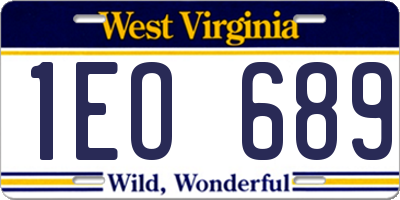 WV license plate 1EO689