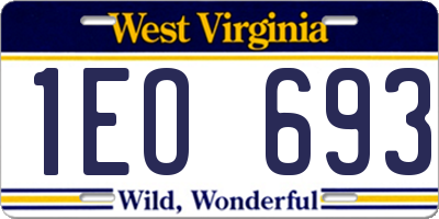 WV license plate 1EO693