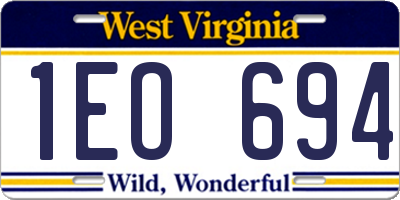 WV license plate 1EO694
