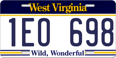 WV license plate 1EO698