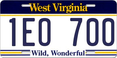 WV license plate 1EO700