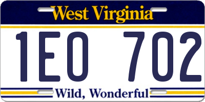WV license plate 1EO702