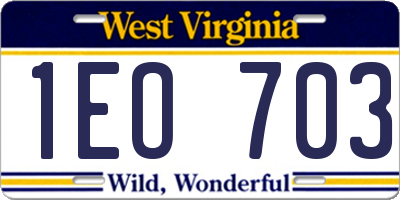 WV license plate 1EO703