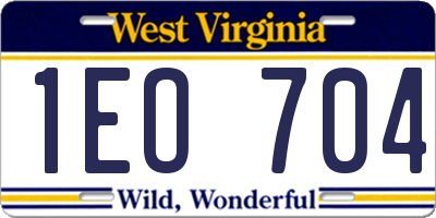 WV license plate 1EO704