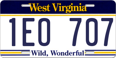 WV license plate 1EO707