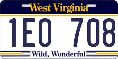 WV license plate 1EO708