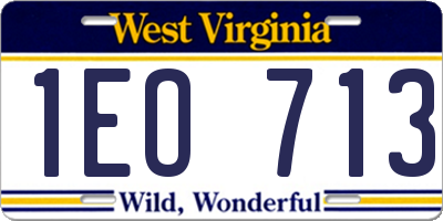 WV license plate 1EO713