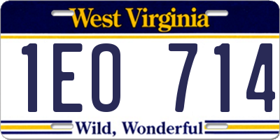WV license plate 1EO714