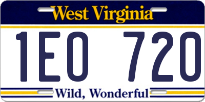 WV license plate 1EO720