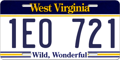 WV license plate 1EO721
