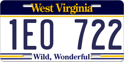 WV license plate 1EO722