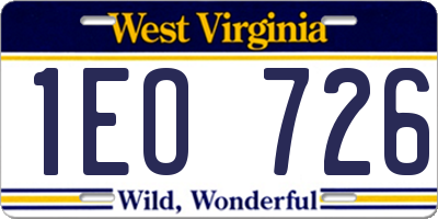 WV license plate 1EO726