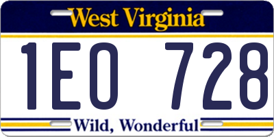 WV license plate 1EO728