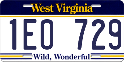 WV license plate 1EO729