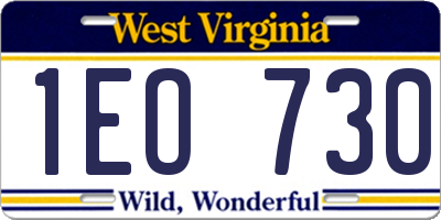WV license plate 1EO730