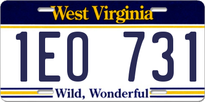 WV license plate 1EO731