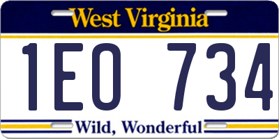 WV license plate 1EO734