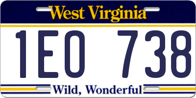 WV license plate 1EO738