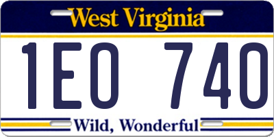 WV license plate 1EO740