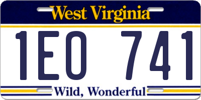 WV license plate 1EO741