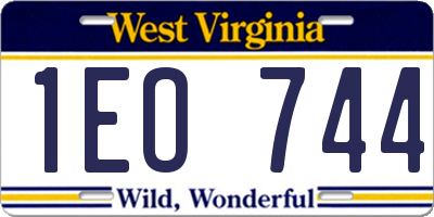 WV license plate 1EO744