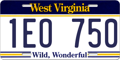 WV license plate 1EO750