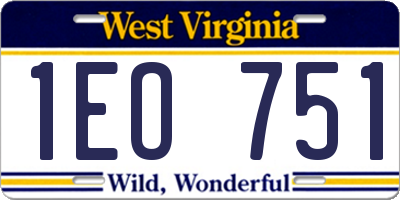 WV license plate 1EO751