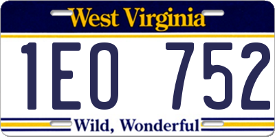 WV license plate 1EO752