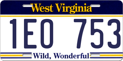 WV license plate 1EO753